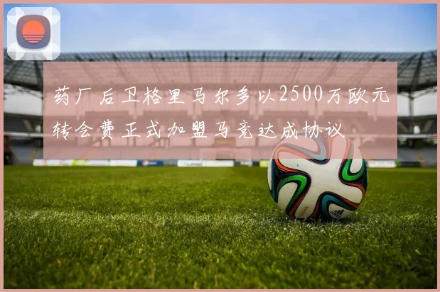药厂后卫格里马尔多以2500万欧元转会费正式加盟马竞达成协议